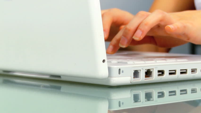 Young businesswoman using a laptop computer