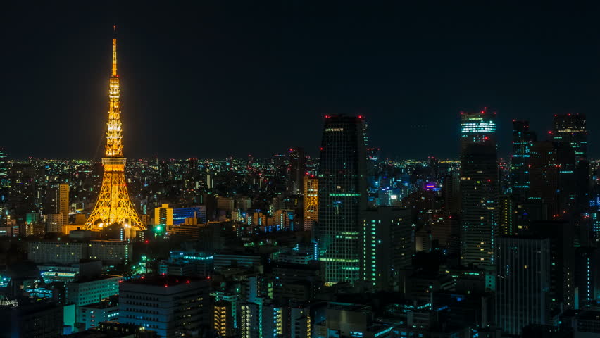 Timelapse video showing the transition from night to day in Tokyo (Japan)