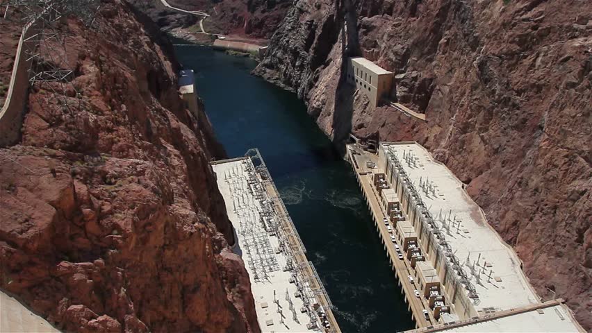 Hoover Dam, once known as Boulder Dam. Hoover Dam is a concrete arch-gravity dam in the Black Canyon of the Colorado River, on the border between the US states of Arizona and Nevada.
