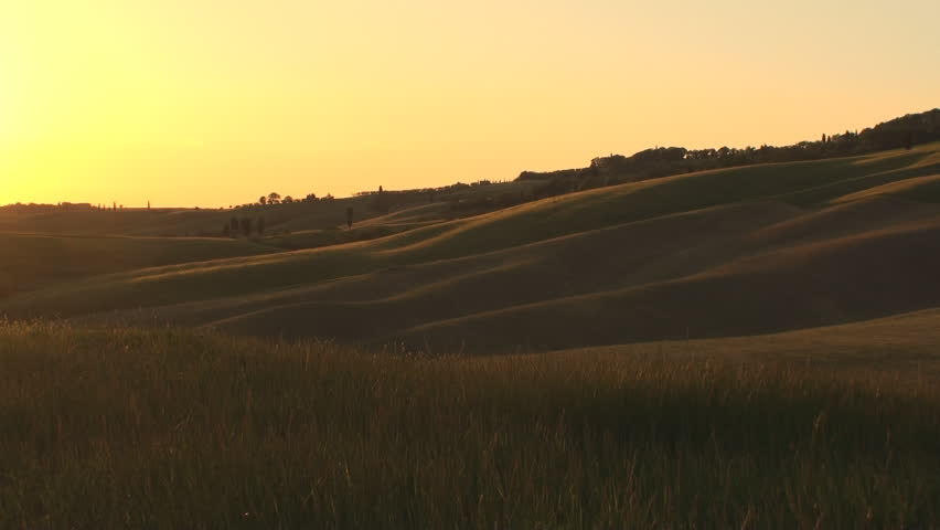 Sunset in the province of Siena in Tuscany, Italy