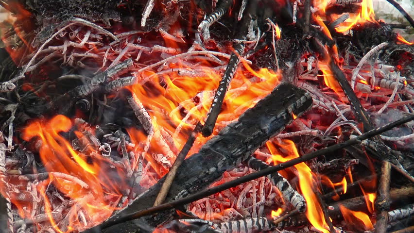 burning branches on a pyre