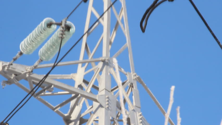 part of high-voltage substation with switches and disconnectors 