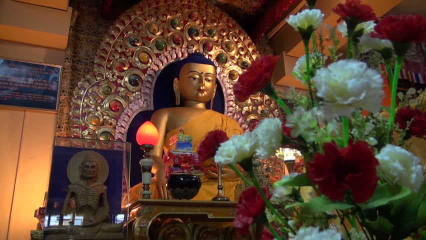 golden Buddha statue in Dharamsala temple,Himachal Pradesh,India