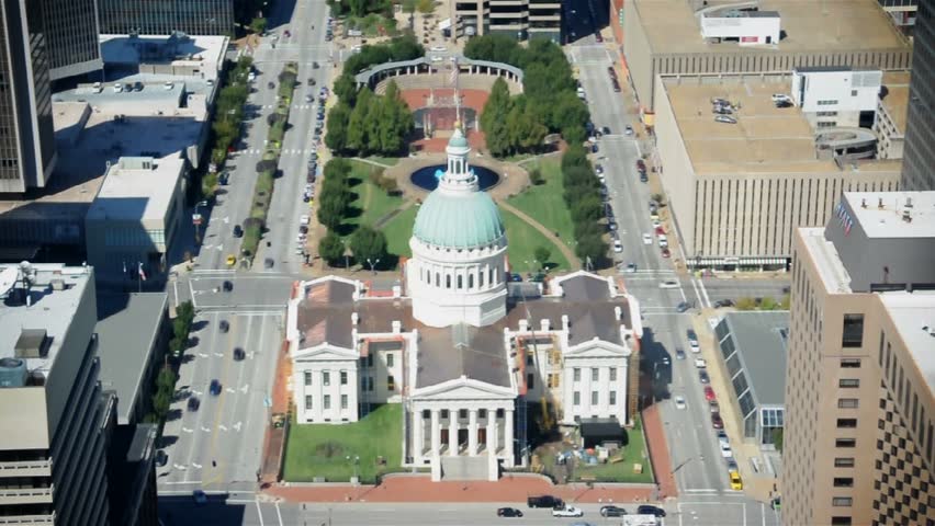 An aerial view of St. Louis / St. Louis Aerial / view of St. Louis Downtown Capital