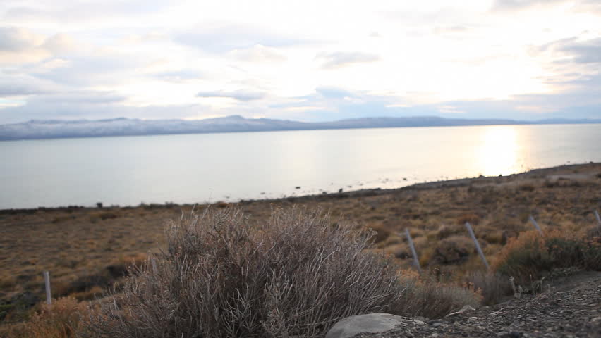 View of lake from the shore in Perito Moreno