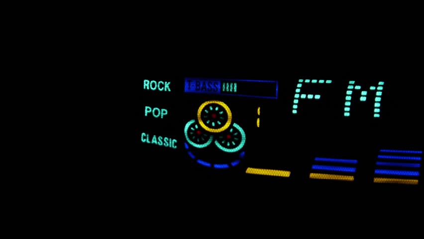 Digital radio receiver tune dial panel. Search for stations. Raising the sound