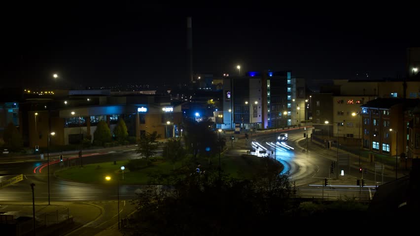 Night Traffic Roundabout Timelapse