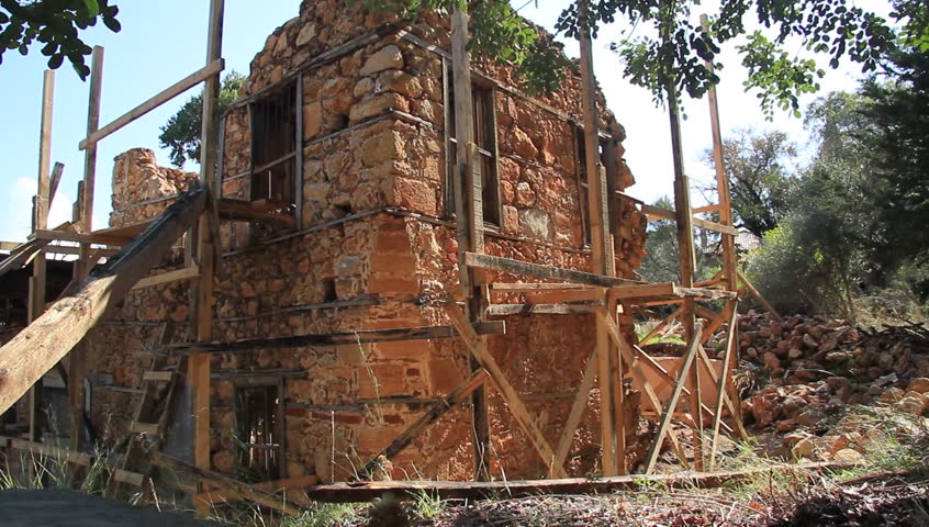 Restoration of ruined house in fortress in Alanya, Turkey