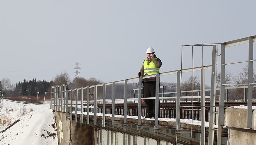 Railroad workers take railway safety inspection