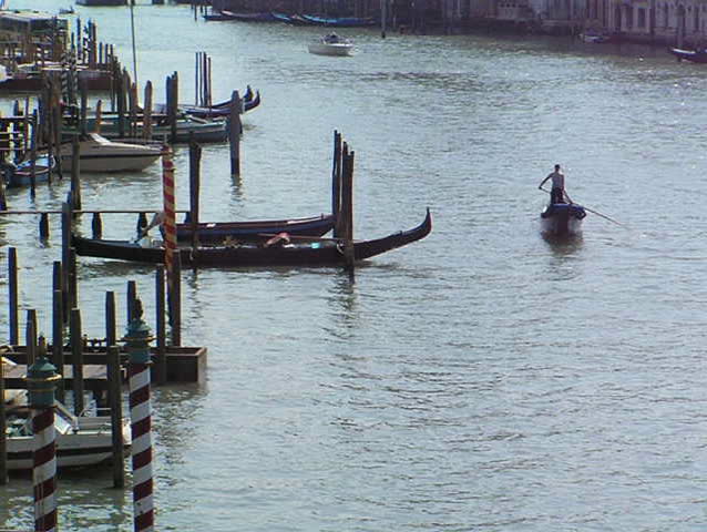 Venice: Typical Gondola boat along Grande Canal