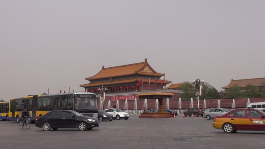 BEIJING, CHINA - APRIL 25, 2012, Fast motion of Forbidden city and traffic street by day