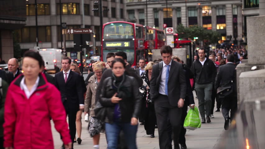 LONDON - OCTOBER 10, 2011: People on Bridge during the rush hour