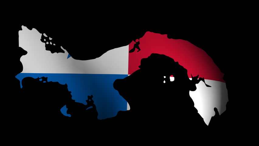 Fluttering Panama map flag animation