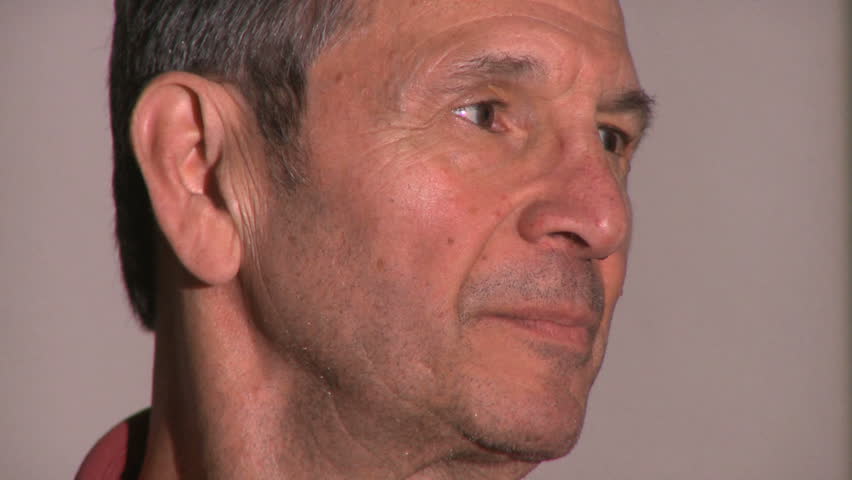 Studio shot of a male face (60's). This series was shot on a Sony Ex-1 with a Letus Extreme and a 50mm Nikon.