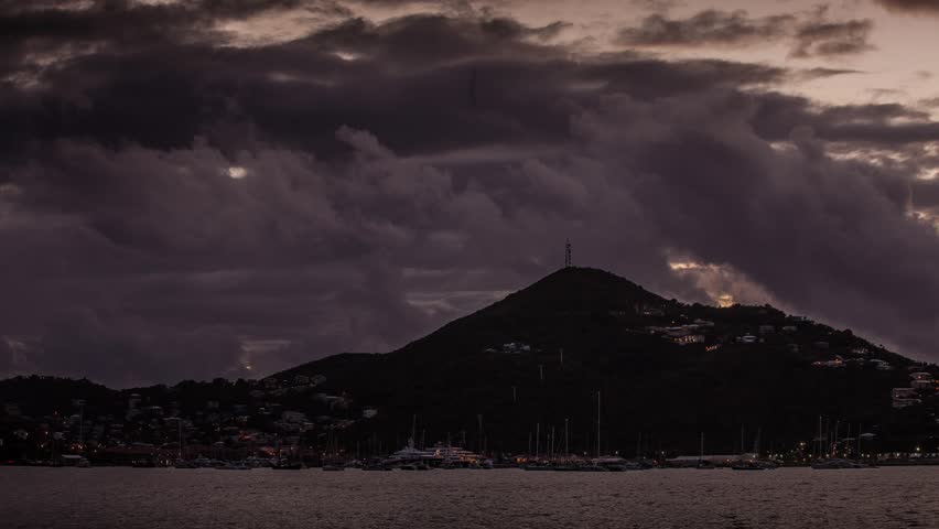 Sunrise over Harbor in St Thomas, USVI