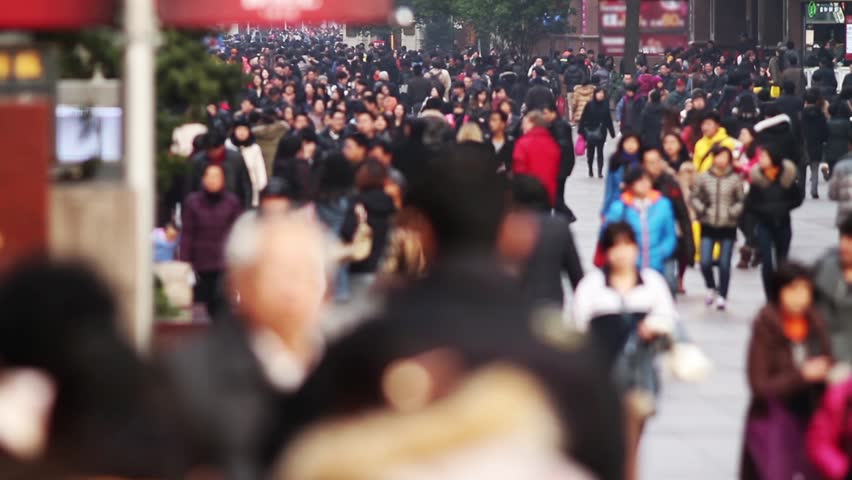Time Lapse of Busy Crowds Traffic in Shanghai, China