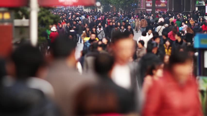 Slow Motion of Busy Crowds Traffic in Shanghai