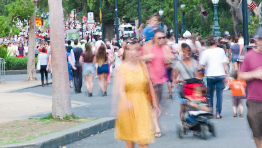 MELBOURNE, MELBOURNE- MARCH, 13: Time lapse of street, people celebration Labour days, Melbourne on January 16, 2013.