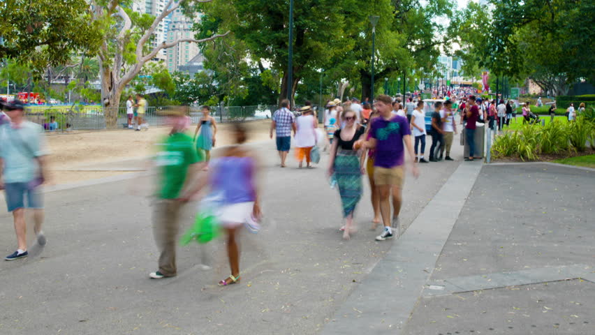 MELBOURNE- MARCH 13: Time lapse of street, people celebration Labour days, Melbourne on March 13, 2013.