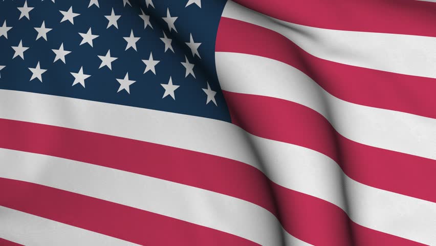 Seamless looping high definition video closeup of the American flag with accurate design and colors and a detailed fabric texture.