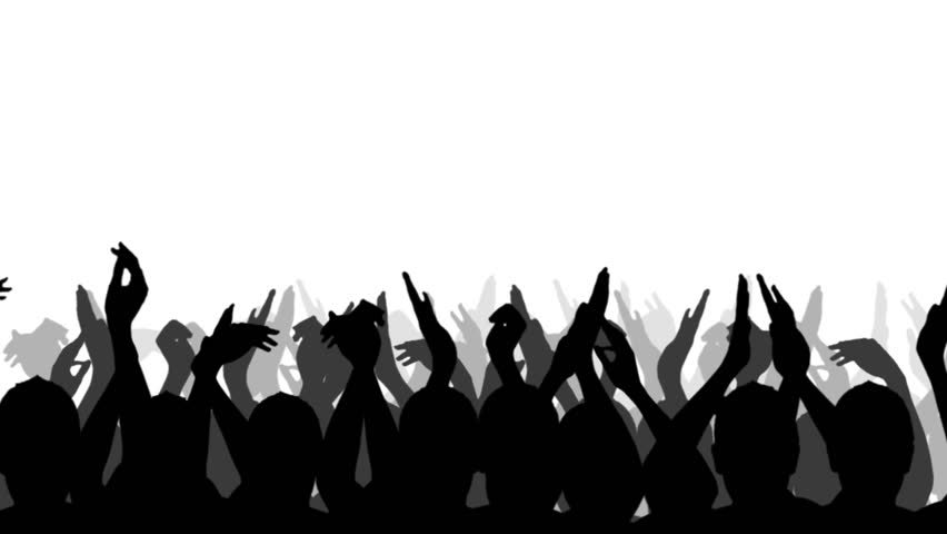 Cheering Crowd Silhouettes, isolated on a white background