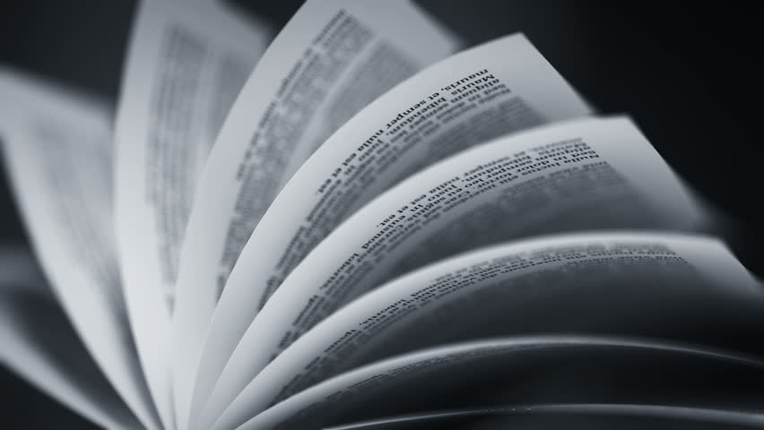 Loopable animation of book's page turning. Perfect for learning, wisdom and book related videos.