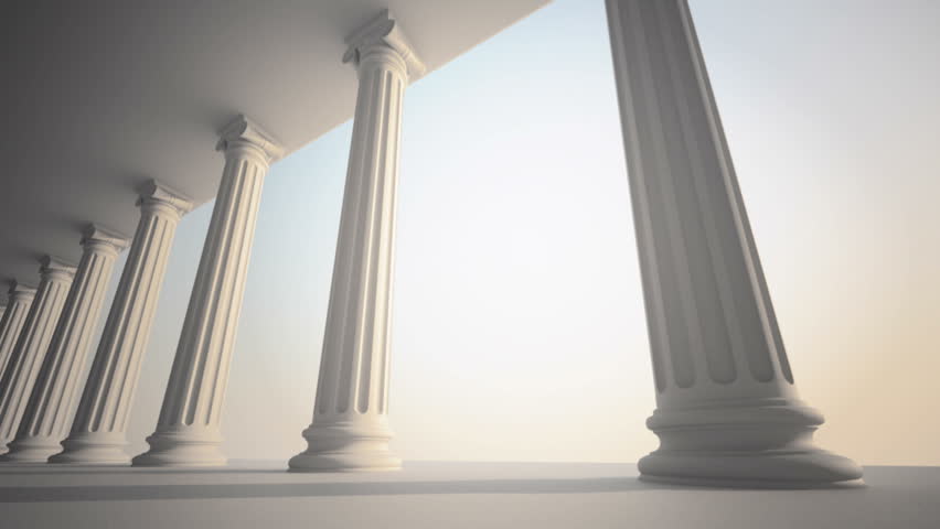 Classical white Greek style columns. CG loopable animation.