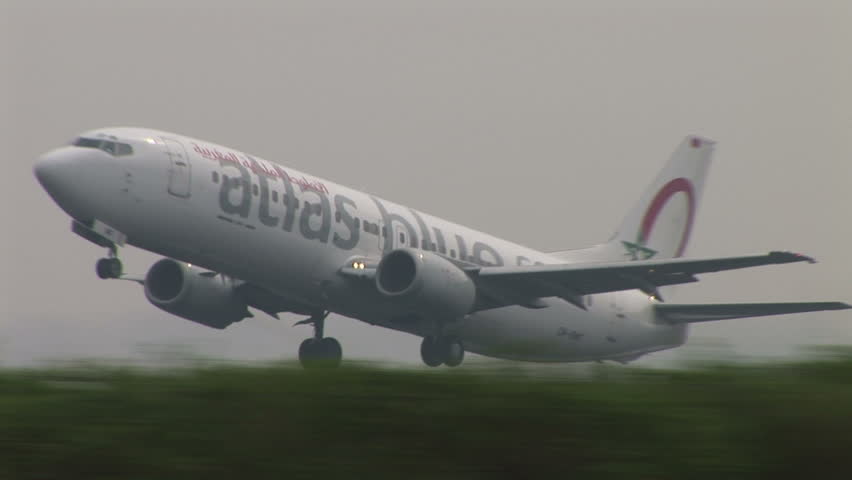 HD1080i AMSTERDAM - APR 12, 2009: atlas blue Airplanes takes off at Schiphol Airport