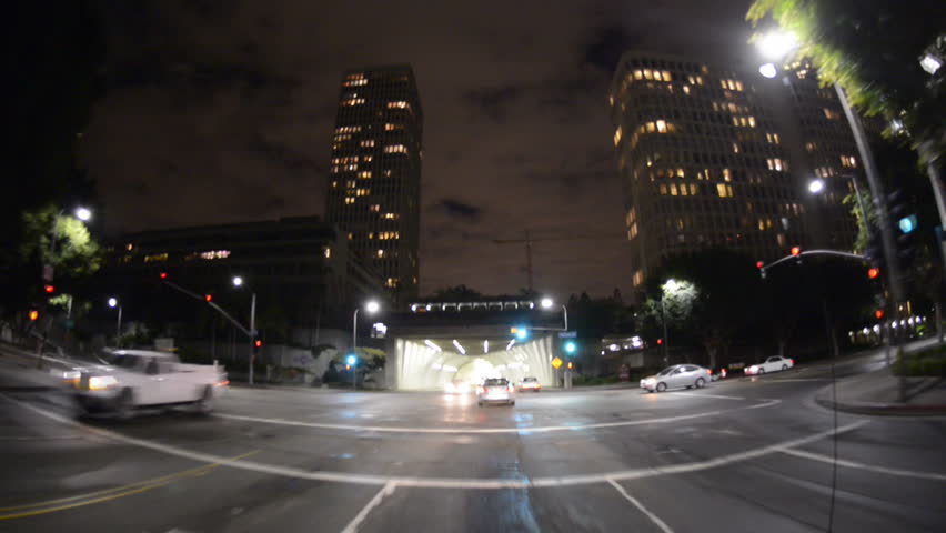 POV Time Lapse Driving  Los Angeles Tunnel at Night