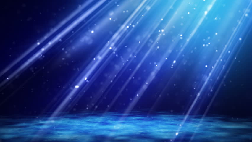 loopable background flying blue particles in light beams