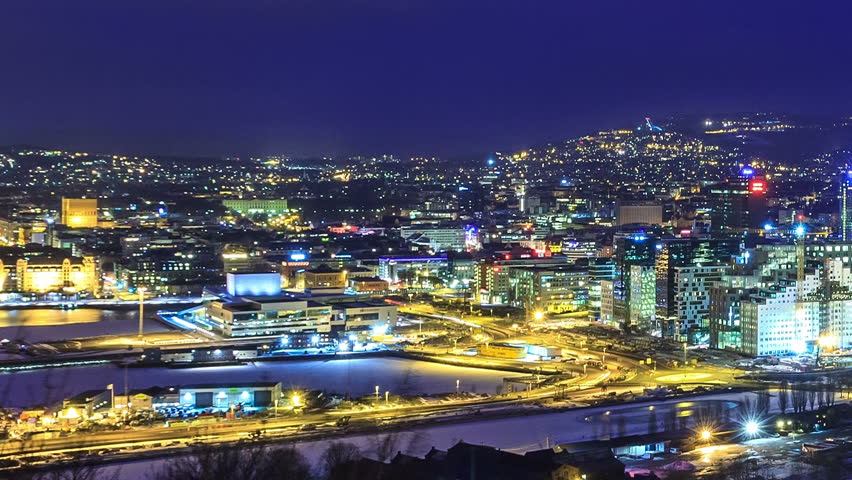 Den Norske Opera & Ballett. Dawn over Oslo, Norway
