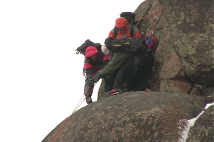 The Ascent of the climber on rope.