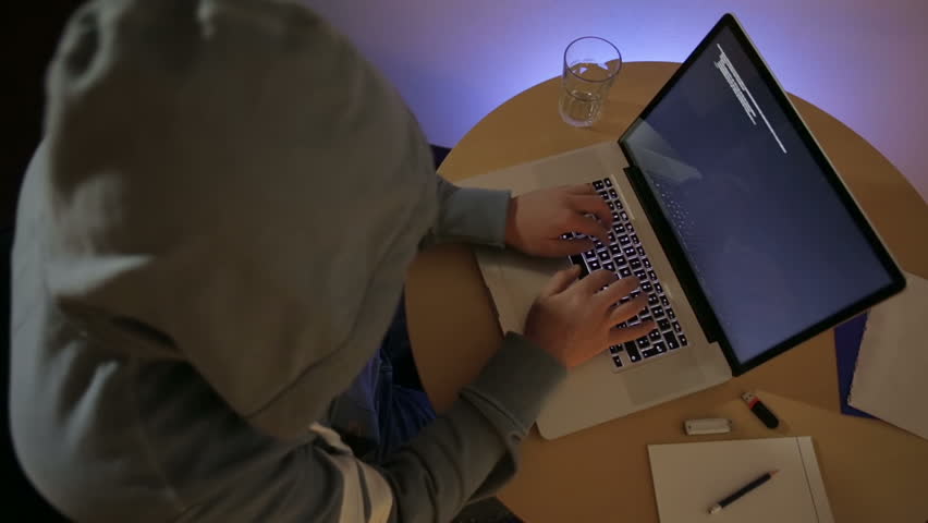 computer hacker top view