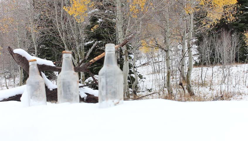Clear Glass Bottles getting shot