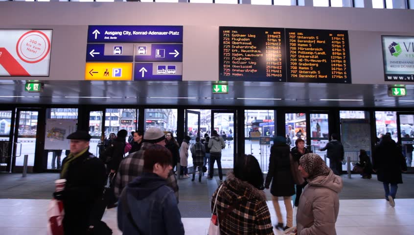 DUSSELDORF, GERMANY â MARCH 8: The Central station offers all modes of rail transport and is frequented by more than a quarter million passengers per day. March 8, 2013,  DÃ¼sseldorf, Germany
