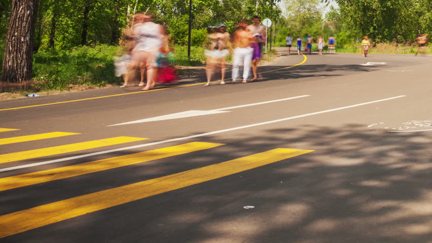 Walk in the Park, Time Lapse, Blurred motion used in order to give anonymous look