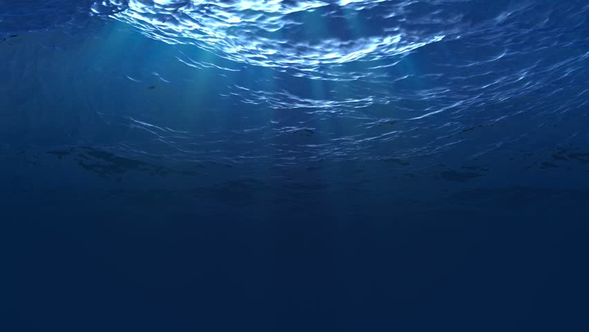 blue slow motion looped ocean surface seen from underwater, huge waves, rays of sunlight shining through (hd, 1080p high definition, seamless loop) Great for backgrounds.