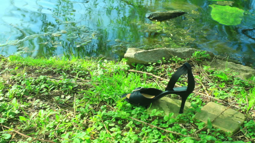 drowning victim concept , womans shoe.