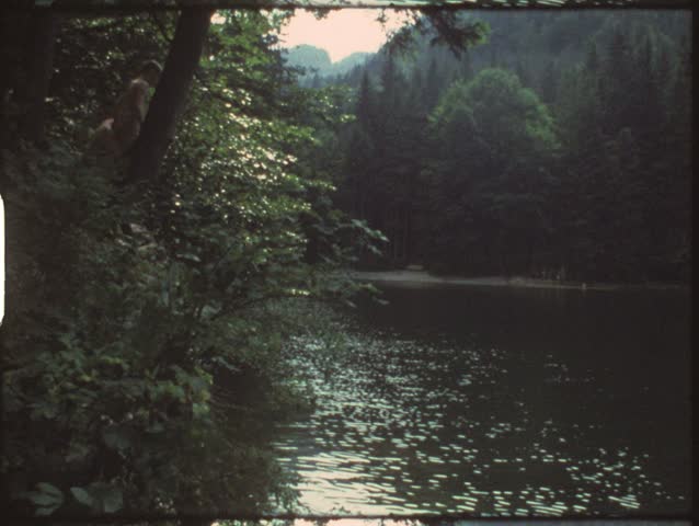 Vintage 8mm film: Jumping in sea