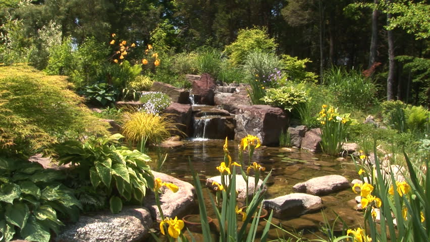rock garden with waterfalls