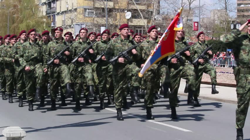 KRUSEVAC, SERBIA - APRIL 17 2013: Serbian military parade