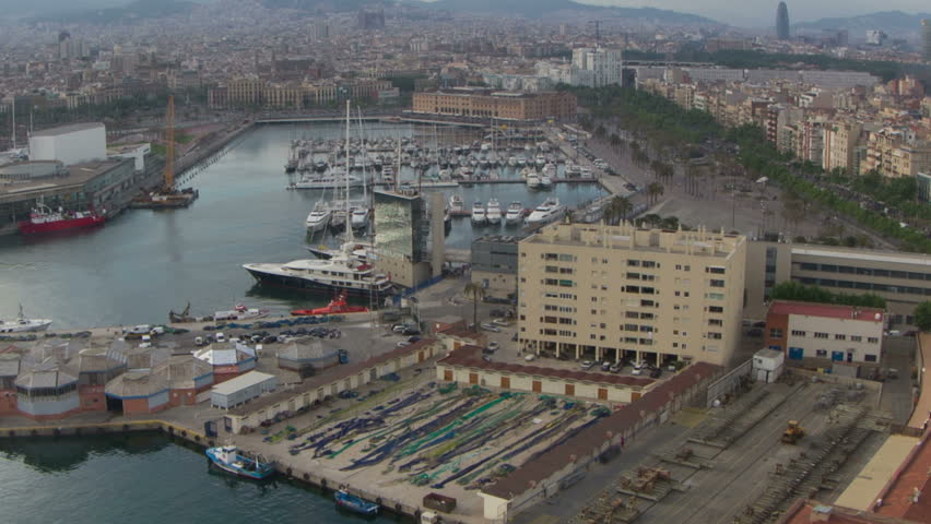 timelapse of the beautiful barcelona skyline shot from a high vantage point