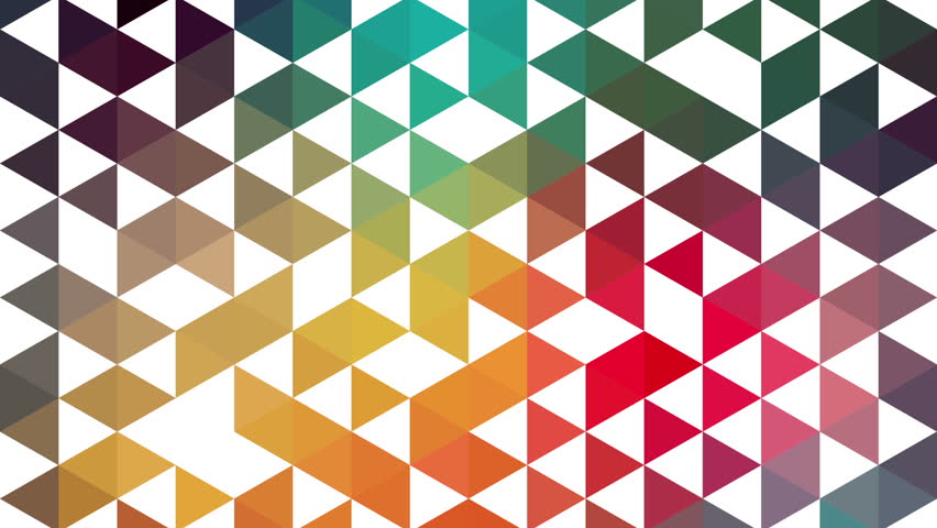 Triangles hipster animation, retro pattern of geometric shapes. Colorful-mosaic banner. Geometric hipster retro background. Retro triangle background animation. Triangles appears. Stop motion.