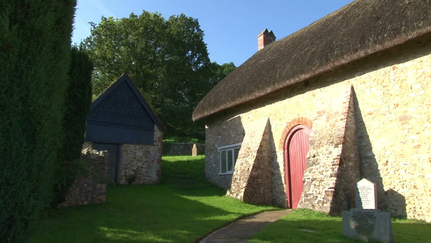 The thatched National Trust property of the Loughwood Meeting house, an historic Baptist chapel.