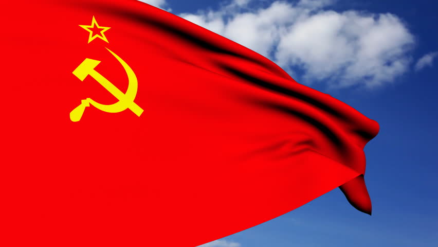 Soviet Union flag waving in the wind.