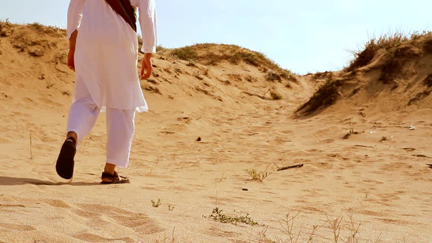 Desert Scene as Man Walks HD