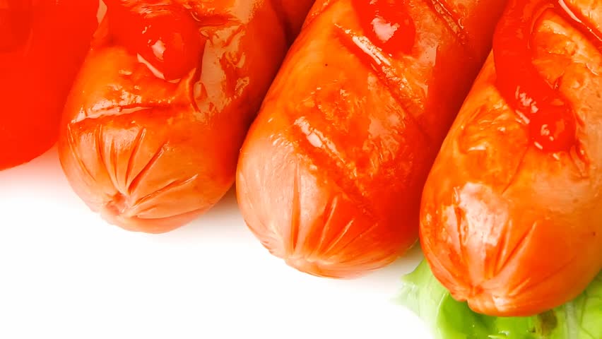 sausages served iwth tomato salad and ketchup 1920x1080 intro motion slow hidef hd