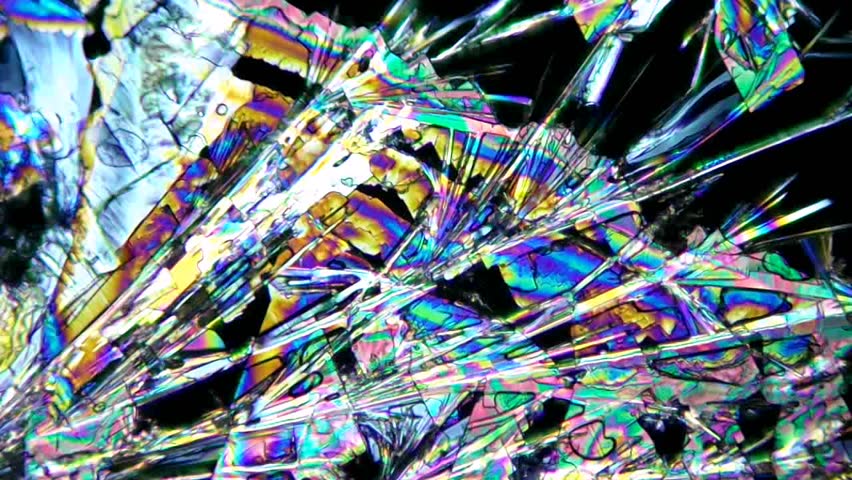 Crystals of vitamin B6+salicylic acid under microscope, magnification 200X