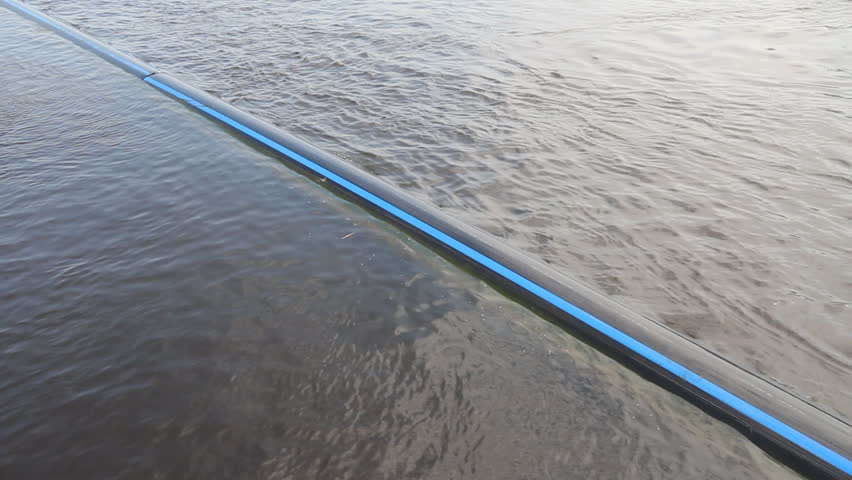 pipe laid in the river along the coast
