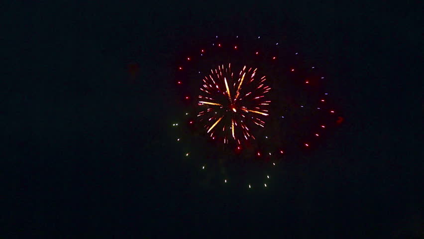 Fireworks in the night sky in honor of the Victory Day.